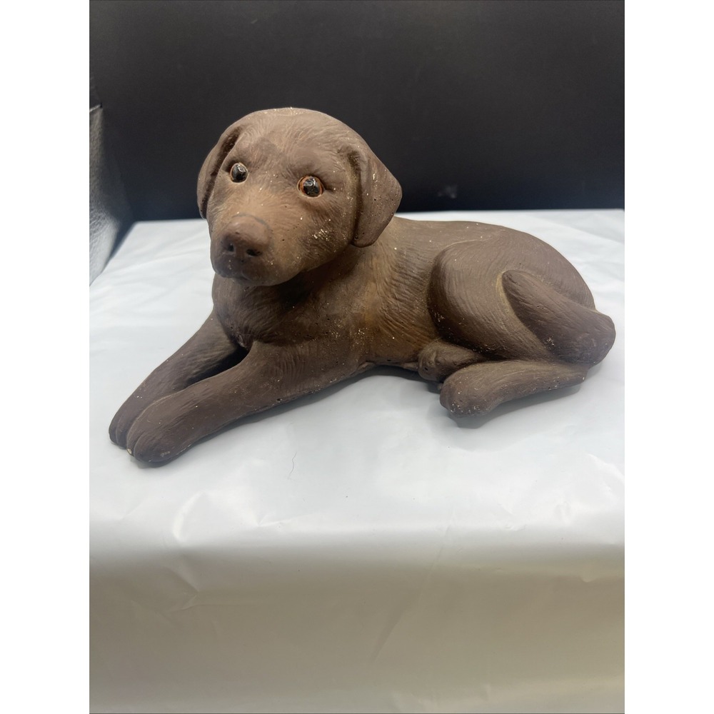 Vintage Ceramic Chocolate Labrador Retriever Dog Statue Doorstop 9 Inch Heavy